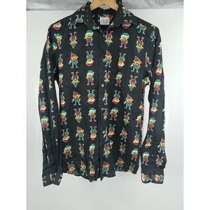 North Pole Trading Co‎ Mens Button Up Long Sleeve Shirt Elf Christmas Small